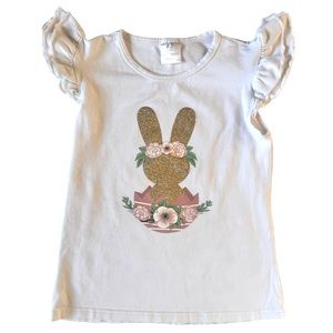 Bunny Rabbit Top - Gold Glitter - Easter Spring Tee